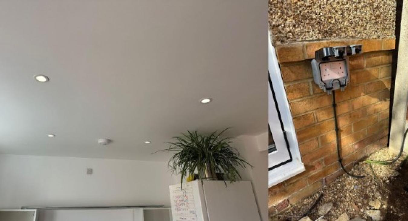 Indoor Ceiling Lights & Outdoor Socket Installation in Extensions in Flitwick