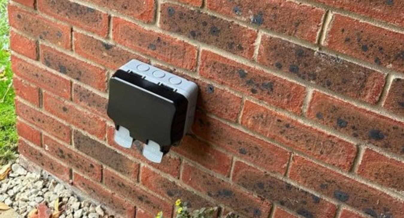 NRG Electrical installation services outdoor socket Bedford.